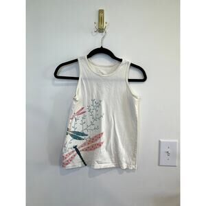 Tea Collection Dragonfly Graphic Tank Top Cotton Cream Nature Girls Size 12